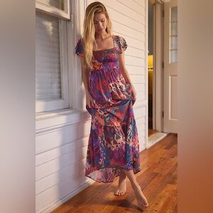 Anthropologie Multicolor Floral Midi Dress